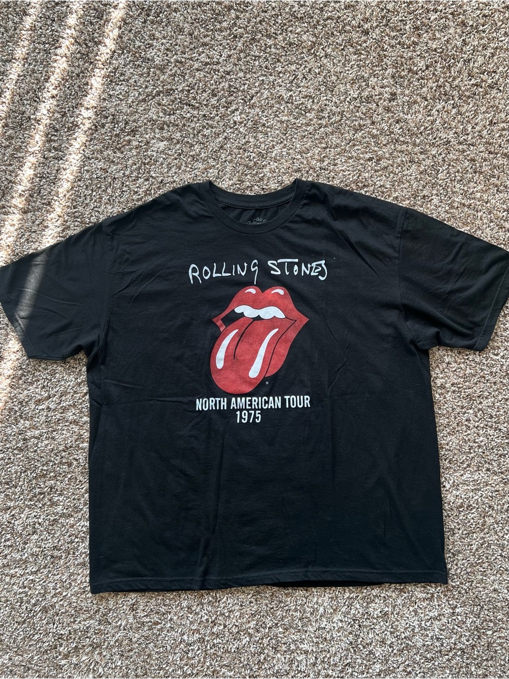 the Rolling Stones Black Tee with Red Tongue Graphic